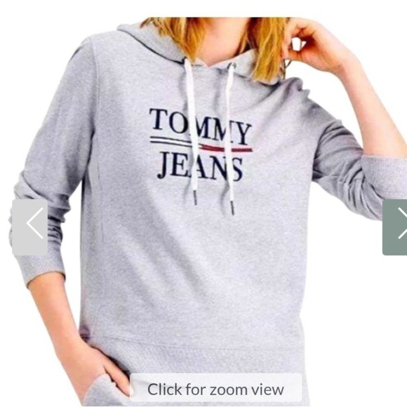 Tommy Hilfiger TOMMY JEANS Womens Gray Tie Ribbed Hoodie Medium - Picture 2 of 7